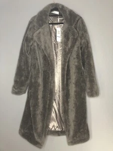 Angashion Women's Fuzzy Fleece Lapel Open Front Long Cardigan Coat Faux Fur NWT - Picture 1 of 8