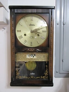 Vintage Linden 31 Datum-Datum Mechanische Schlag Wanduhr RAR - Bild 1 von 11