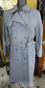 Gabardina larga gris con cinturón LONDON FOG vintage para mujer talla 8P usada en excelente estado - Imagen 1 de 10