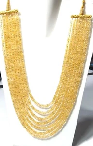 15-21"Inch Necklace Natural Citrine Tyer 5-5.5mm Smooth Gemstone Beads 7 Layer - Picture 1 of 6