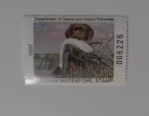 STAMPMART : USA 1997 VIRGINIA PINTAIL & LABRADOR RETRIEVER WATERFOWL BIRD STAMP - Picture 1 of 3