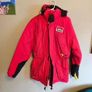 Marlboro Vintage Country Store Down Hooded Jacket Puffer Small Red - Picture 1 of 14