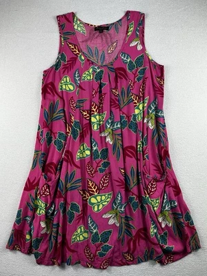 Caroline Morgan Pink Floral Flowy Dress Size 10 Pockets Summer Casual Sleeveless - image 1 of 4