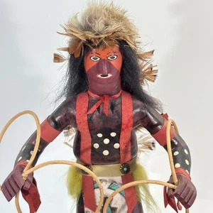 Bambola Kachina scultura cerchio ballerina artista nativo americano firmata E. Whitman 14" - Foto 1 di 10