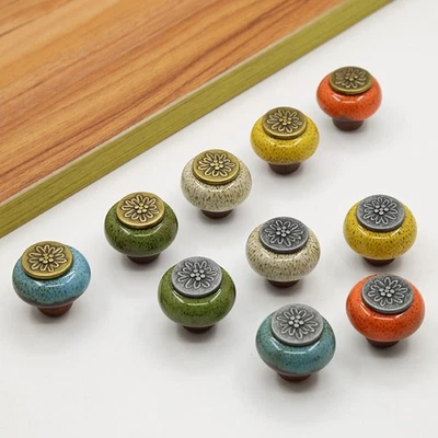 Möbelknopf Keramik Leopard Textur Hand Retro Schrank Schrank Schublade Mode - Bild 1 von 4