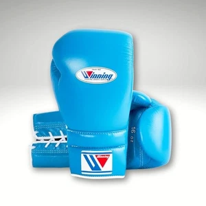 Profi himmelblaue echte Rindsleder Gewinner Box Schnürhandschuhe - Bild 1 von 4