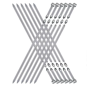 Large Metal Skewers For Grilling Shish Kebab Sticks 22 inch Skewers For Kabob... - Picture 1 of 6