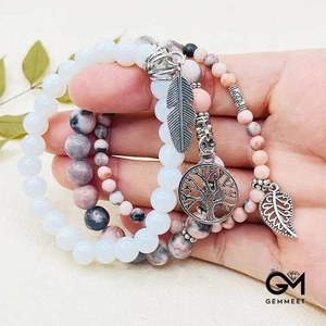 Perlenarmband aus böhmischem Rhodochrosit - Bild 1 von 3