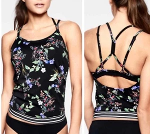 Athleta Cross Back Floral Tankini Swim Top Gr. 36D/DD Mehrfarbig Schwarz Strand - Bild 1 von 13