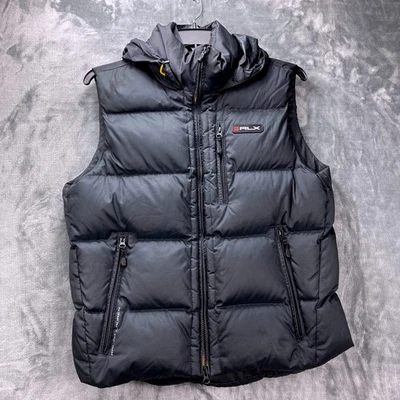 Ralph Lauren RLX Men's Large Down Puffer Vest Black Hooded 75/25 Fill - Image 1 of 4