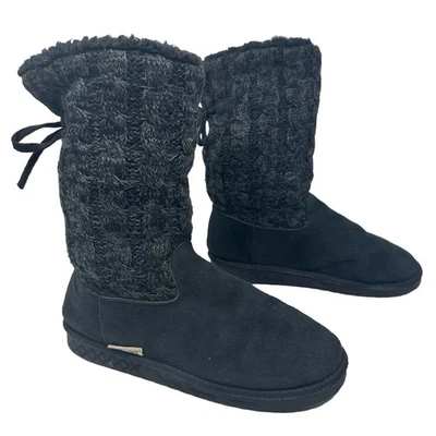 Botas Muk Luks Cozys femininas tamanho 8 suéter de malha camurça meia panturrilha cabine confortável  - Imagem 1 de 4