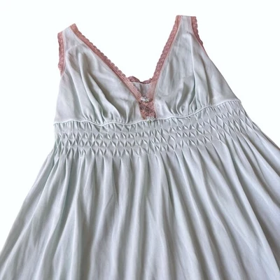Vintage Sears L 38-40 Light Green Sheer Lace Trim Sleeveless Babydoll nightgown - Image 1 of 4