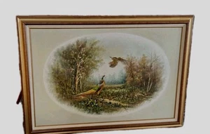 Framed Original Landscape Oil Painting Canvas With Pheasant by P. White? Read - Picture 1 of 19