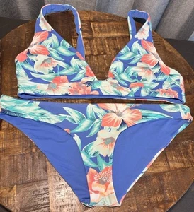 Bikini de natación Rip Curl para mujer de 2 piezas azul tropical floral talla grande - Imagen 1 de 9