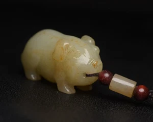 8-19th Century Chinese Antique Hetian jade Carved Jade Pig Qing statue 和田玉 玉豬74 - Picture 1 of 9