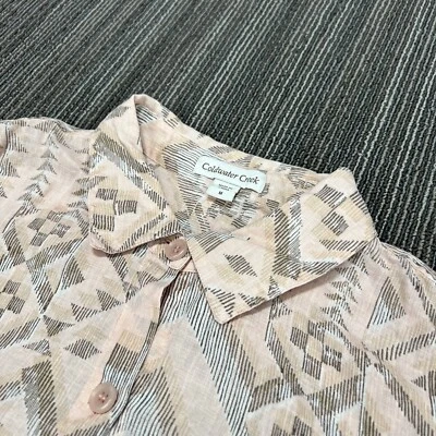 Camisa Clear Water Creek 100 % lino para mujer mediana melocotón azteca abotonada informal Foto 1 de 4
