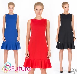 Vestido túnica de fiesta sin mangas con cremallera cuello barco para damas tallas 8-14 FA405 - Imagen 1 de 6