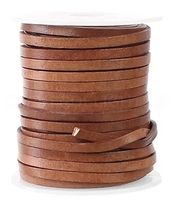 50 Fuß - 1/8 Zoll flache Lederkordel - antik braun - 3,5 mm Echtlederband - Bild 1 von 2