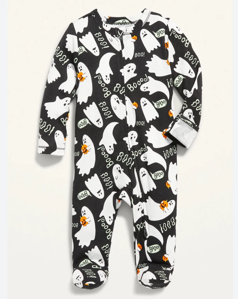 Antiguo Azul Marino Halloween Cremallera Bidireccional Dormir y Jugar Pie Una Pieza Talla NB 0-3 3-6 Meses Foto 1 de 1