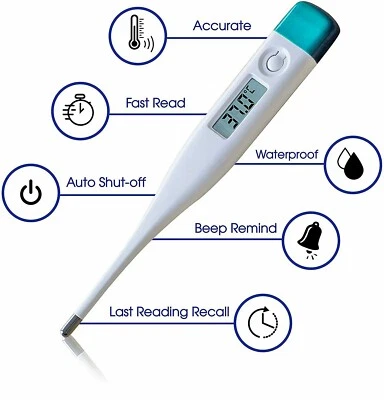 YNR Digital LCD Thermometer Baby Adult Kids Safe Body Ear Mouth Temperature UK Stock