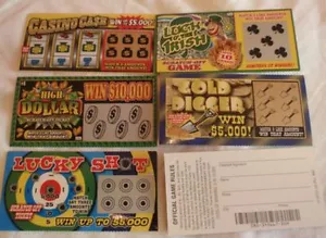 5 GEFÄLSCHTE GEFÄLSCHTE KRATZE AUS ALLEN GEWINNENDEN LOTTERIELOSEN KNEBEL GESCHENK WITZ STREICH GEWINNER - Bild 1 von 1