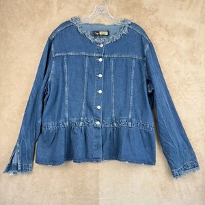 Giacca donna Suzanne Betro denim con bottoni 3X blu peplo increspato boho western - Foto 1 di 11