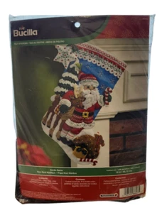 New Bucilla Nordic Santa Felt Stocking Kit 18 inches Christmas - Picture 1 of 5