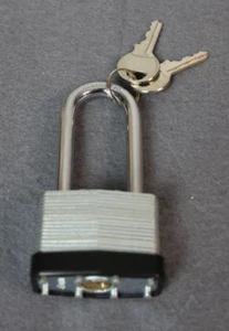 Laminated Keyed Padlock Long Shackle 45mm With Key Lot of 3 - Picture 1 of 5