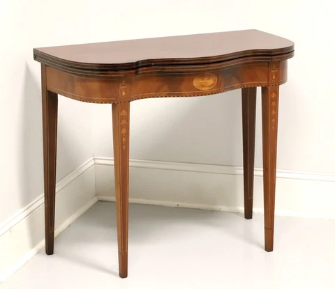 Mid 20th Century Inlaid Mahogany Federal Gateleg Flip Top Game / Console Table Cover