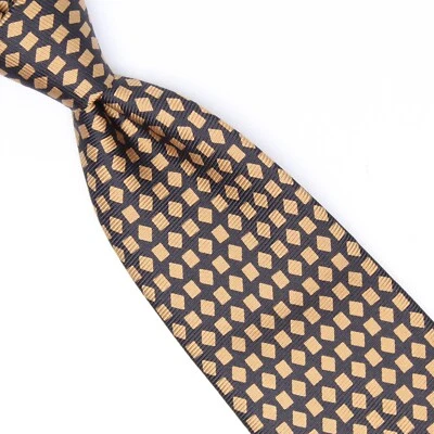 Corbata de seda italiana Coach para hombre negra dorada bronceada diamante estampado a cuadros corbata EE. UU. Foto 1 de 4