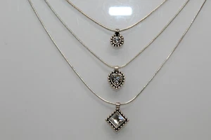 Retired PREMIER DESIGNS 3-Strand Clear Rhinestone Charm ACT 3 Necklace - Picture 1 of 5