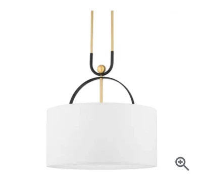 Hudson Valley Campbell Hall 3 luces, latón envejecido/acabado brash negro, 24" de ancho Foto 1 de 3