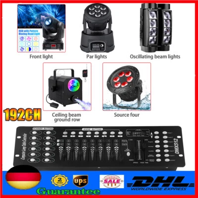 DMX512 Controller 192CH Console Party DJ Disco Show Moving Head Controllo Luci - Immagine 1 di 4