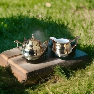 Juego de azucarero y jarra crema de oro Luxehabitat porcelana dorada cerámica - Imagen 1 de 7