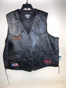 Giubbotto pelle bufalo Diamond Plate uomo nero taglia 4X-nuovo con etichette - Foto 1 di 12