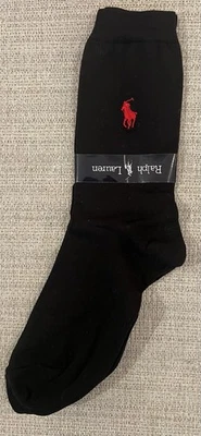 NWT Vtg 90’s Ralph Lauren Black Mid-Calf Dress Socks 9-11 55365 - Image 1 of 2