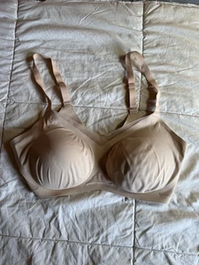 Honeylove Crossover Wireless Bra, Mesh Panels, Sand Beige, Size L 38B/C - Picture 1 of 8