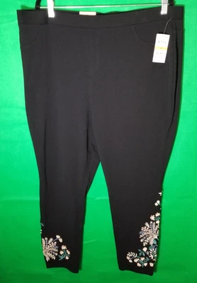 Style & Co Mujer 3X Leggings Negros Bordados Boho Retiro Floral Nuevos con Etiquetas Foto 1 de 4