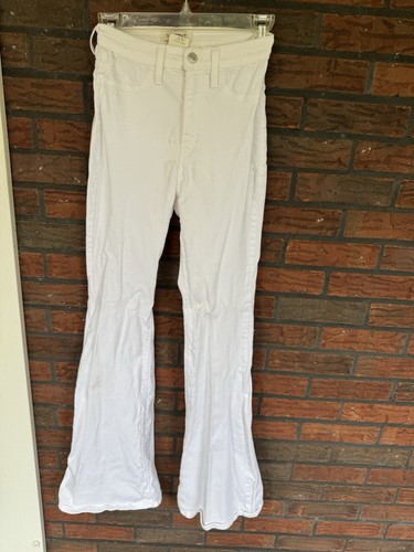 MIU MIU Pantaloni denim jeans elasticizzati bianco tinta unita Miu Bell Bottoms vibranti taglia 5 26 vintage