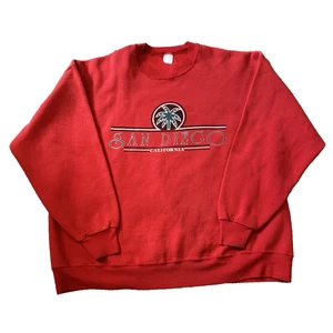 SAN DIEGO California Long Sleeve Crew Neck Sweatshirt Red Adult Size Extra Large - Bild 1 von 4
