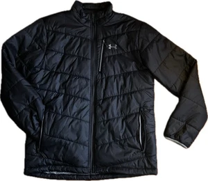 Under Armour Puffer Winter Jacket Men’s L Black Coldgear Infared Full Zip Fitted - Picture 1 of 15