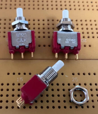 1A SPDT Momentary Push Button Switch Solder Lugs Gold Contacts 8121 Multi Qty - Image 1 of 4