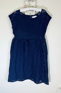 Motherhood Maternity Lace Short Sleeve Tie Front Dress Navy Blue Size Medium - Picture 1 of 7