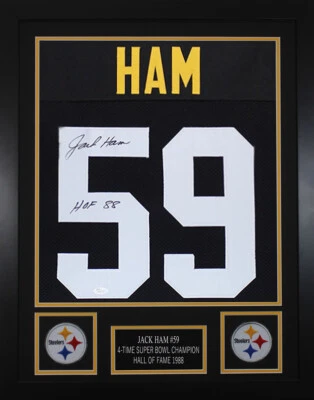Jack Ham Autographed & Framed Black Steelers Jersey Auto JSA COA - Image 1 of 4