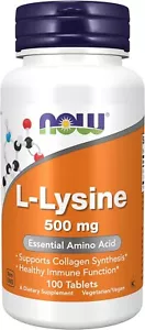 NOW FOODS L-Lysine 500 mg - 100 Tablets - Picture 1 of 6