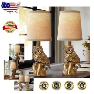 Sturdy Owl Design Table Lamps Set of 2 - Soft LED Lighting for Nightstands - Picture 1 of 11