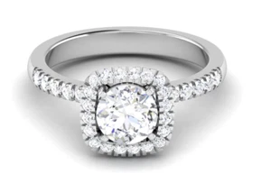2.65CT IGI E-VS1 Round Lab Grown Diamond Classic Halo Bridal Ring Set In 14kGold - Picture 1 of 7