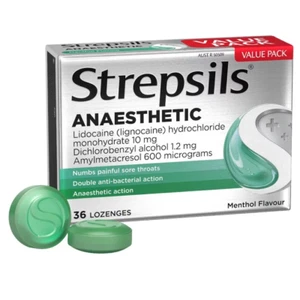 Strepsils Anaesthetic Menthol Lozenges rapid relief Sore Throats 36 Value Pack - Picture 1 of 3