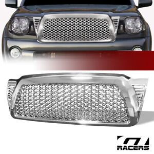 For 05-11 Toyota Tacoma Chrome Honeycomb Mesh Front Bumper Hood Grill Grille ABS