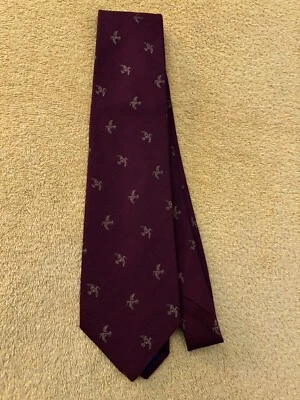 NWOT John Comfort 60% Wool/40% Silk Burgundy Tie Woven Birds 3 5/8x57 Made in UK - Image 1 of 4
